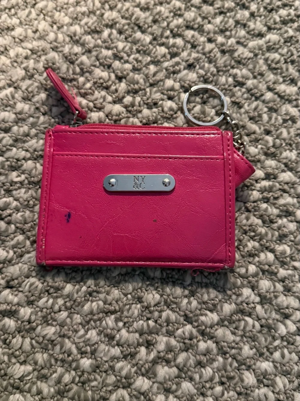 New York & Co. Hot Pink Cardholder Keychain Wallet (few imperfections shown)
